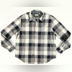 Lacoste Men's Regular Fit Black and White Plaid Button-Down Shirt Size XL / 2XL